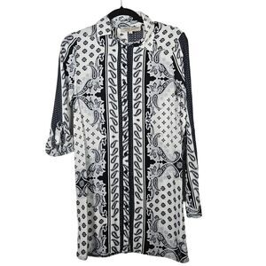 Parisian Collection Tunic 3/4 Roll Tab‎ Sleeve Paisley Geometric Print 8 Viscose
